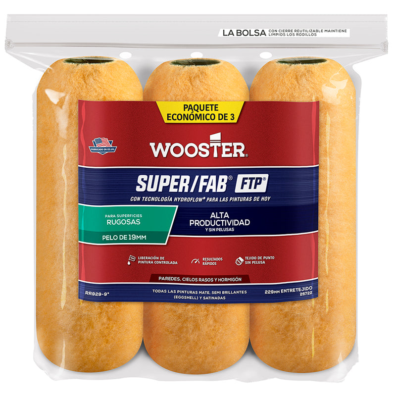 Wooster Wooster Super/fab FTP 3/4in Roller Cover 3-Pack - 9in by Wooster | LCB Paint & Supply