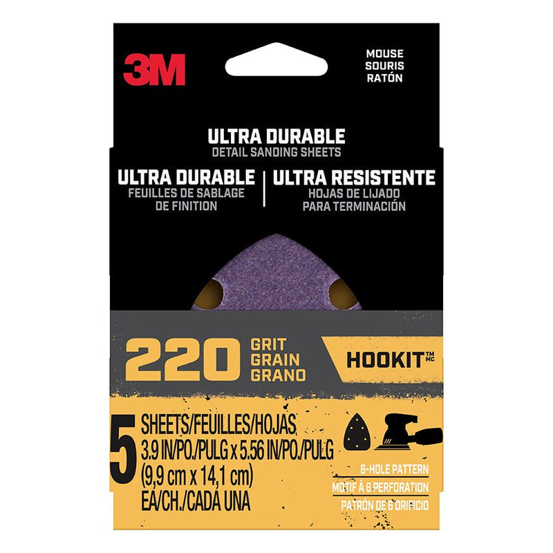 3M Hookit Mouse Sand Sht 220g 5pk Mouse5pk220 - LCB Paint & Supply
