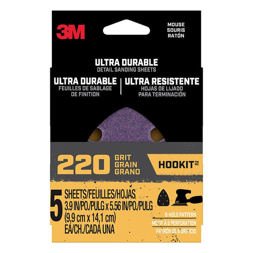 3M Hookit Mouse Sand Sht 220g 5pk Mouse5pk220 - LCB Paint & Supply