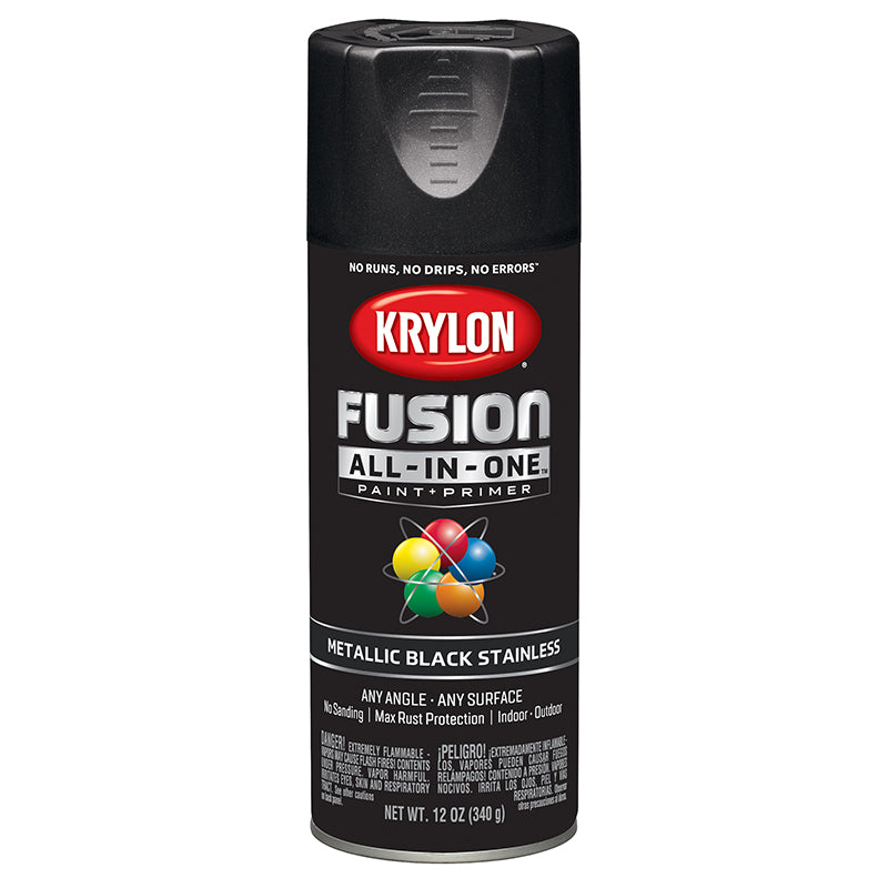 Krylon Fusion All-in-One Spray Paint - Black Stainless (12 oz) by Krylon | LCB Paint & Supply