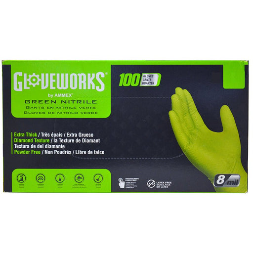 Ammex 100 - Pack Gloveworks HD Nitrile X - Large Green - LCB Paint & Supply